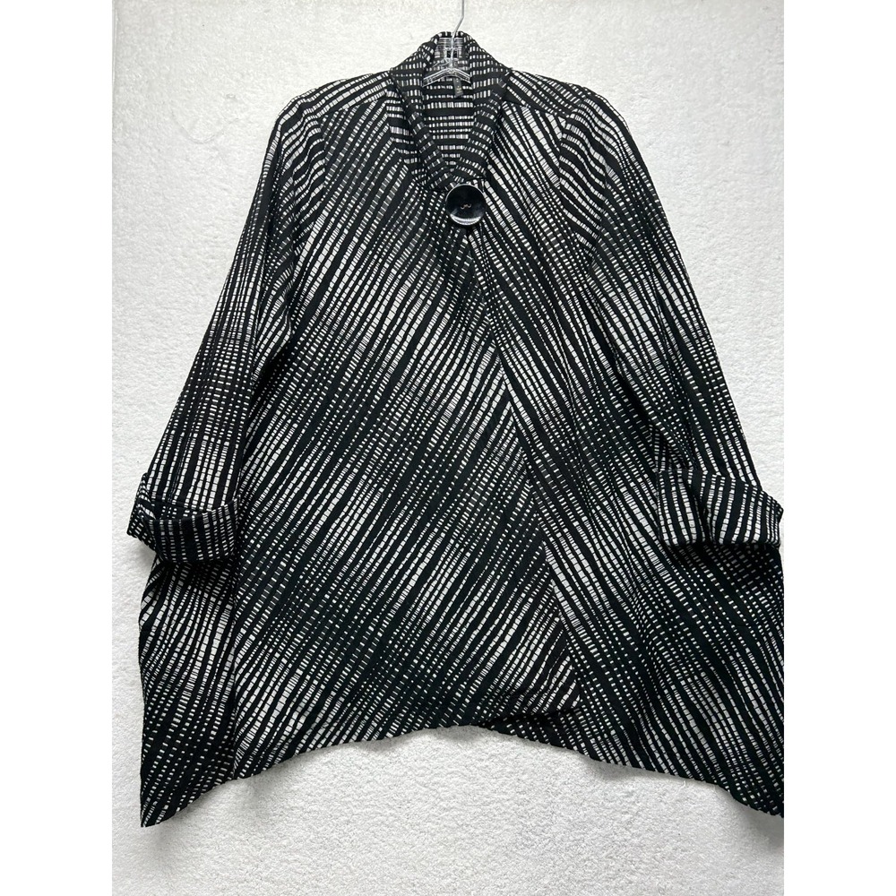 IC by Connie K Womens Size L Black 3/4 Sleeve Cardigan Pullover Sweatshirt (T4)